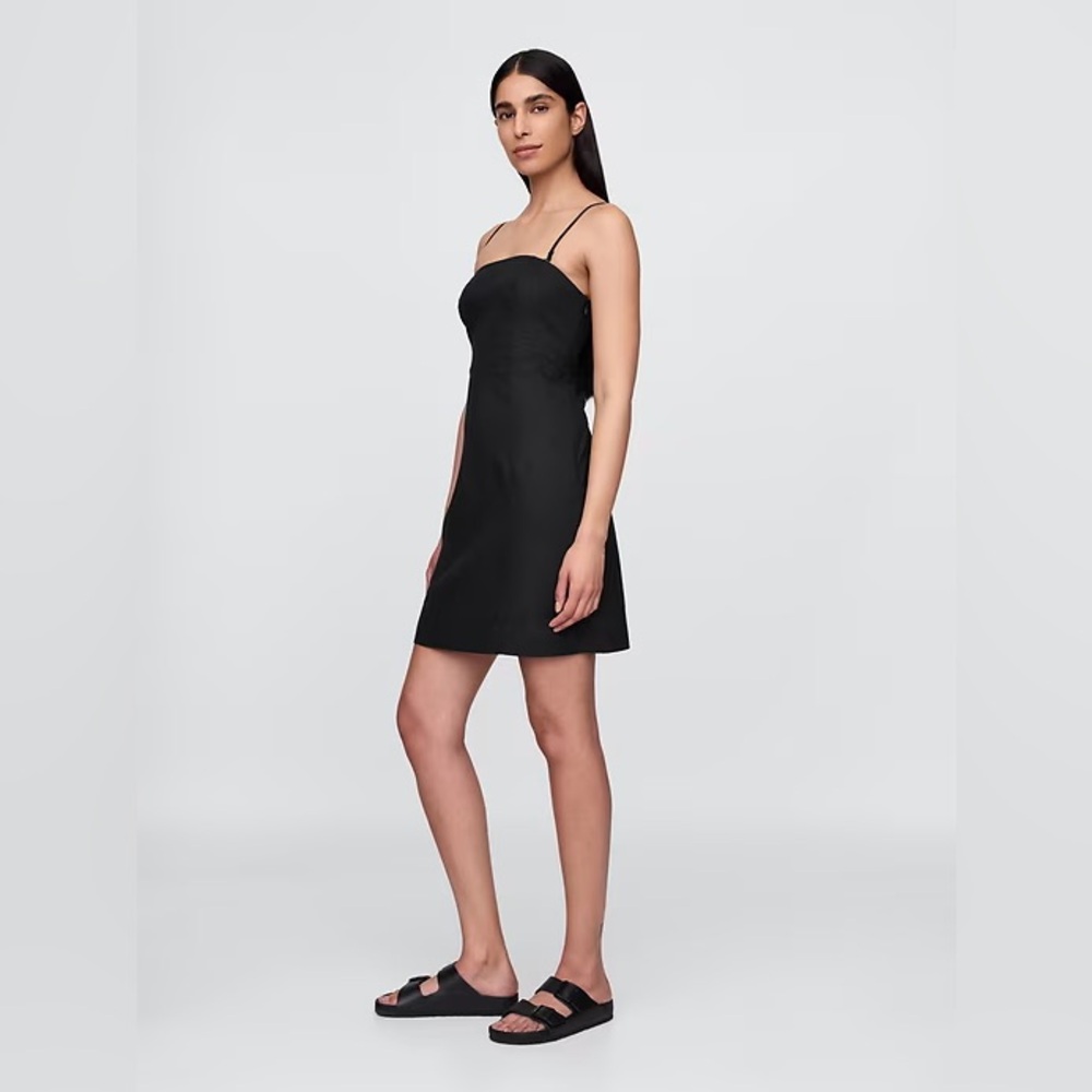 Gap Linen-Blend Mini Dress in black, Size XL Tall 💗